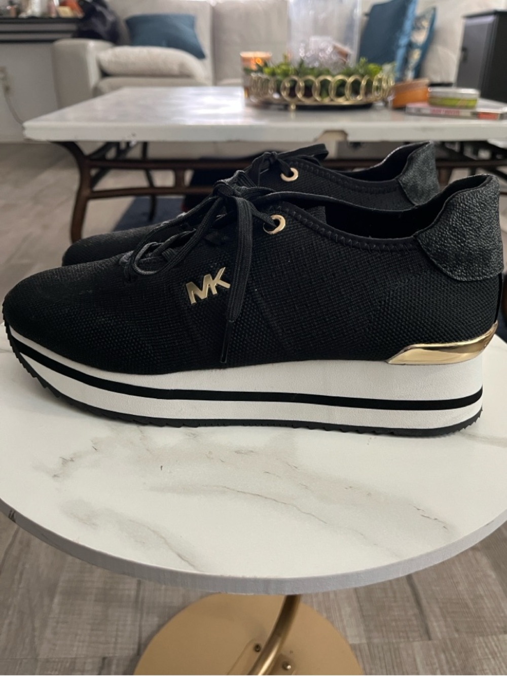 Michael Kors Black Knit Platform Sneakers - Picture 3 of 13